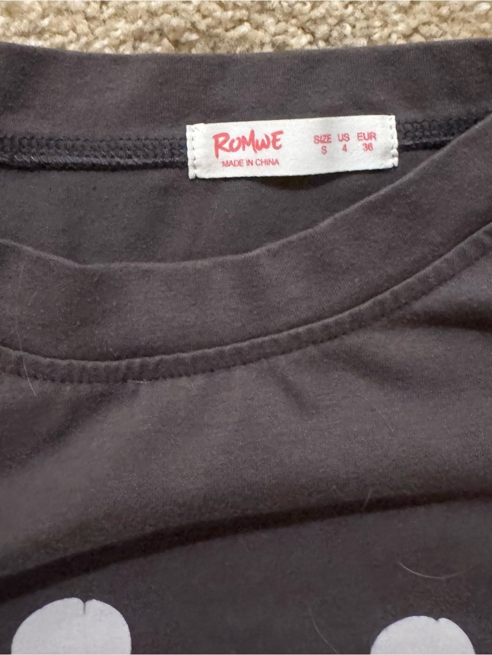 ROMWE Black Tee with Subtle Graphic
